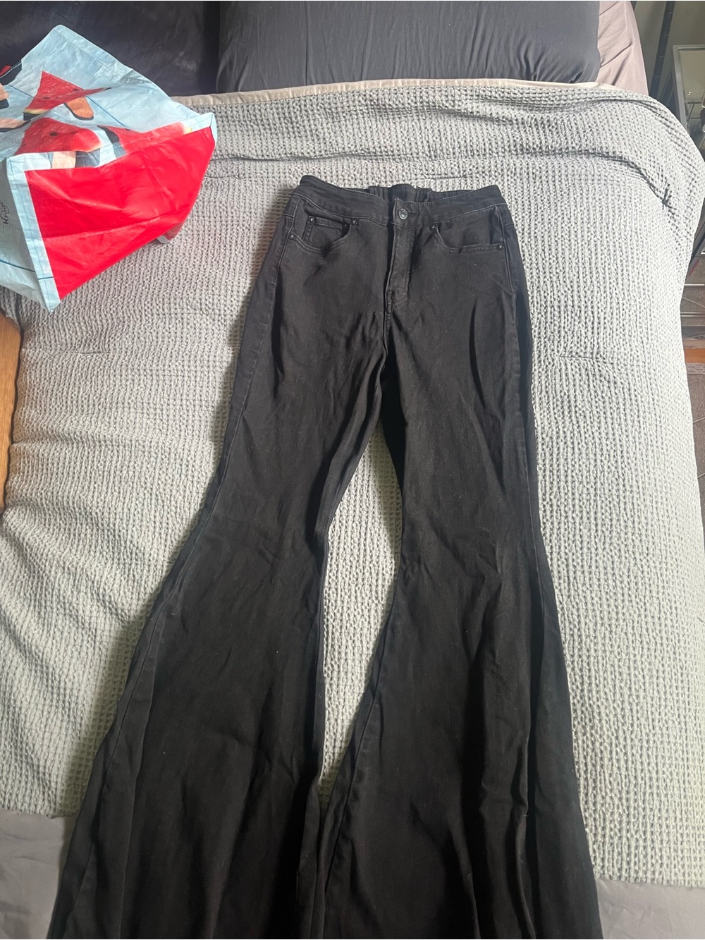 Free People Black Flared Jeans with Tie detail in back